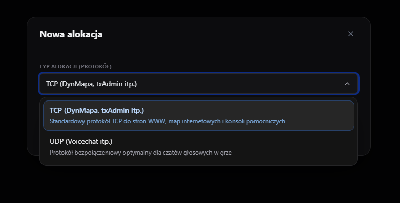 Wybór typu alokacji