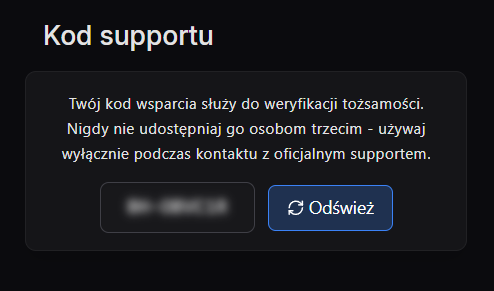 Kod supportu