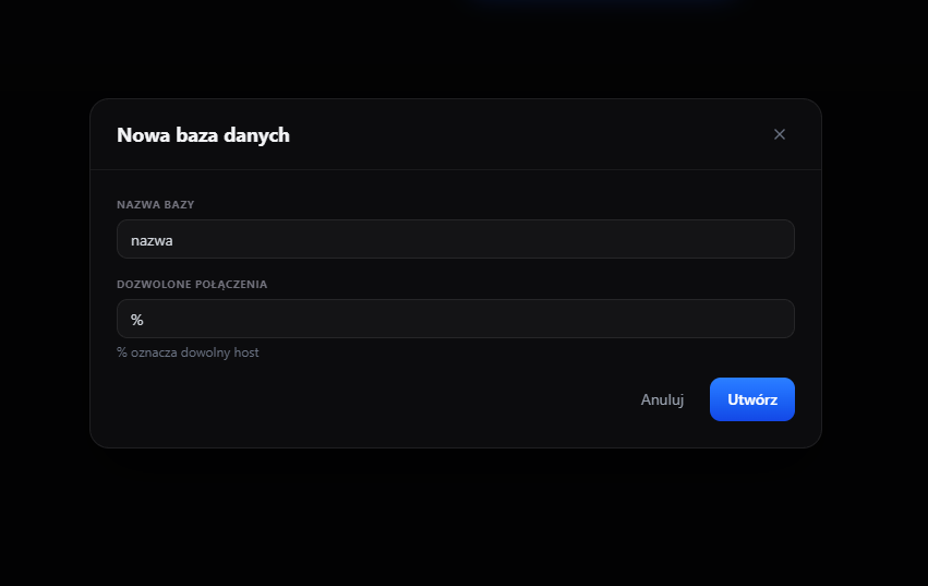 Tworzenie nowej bazy danych