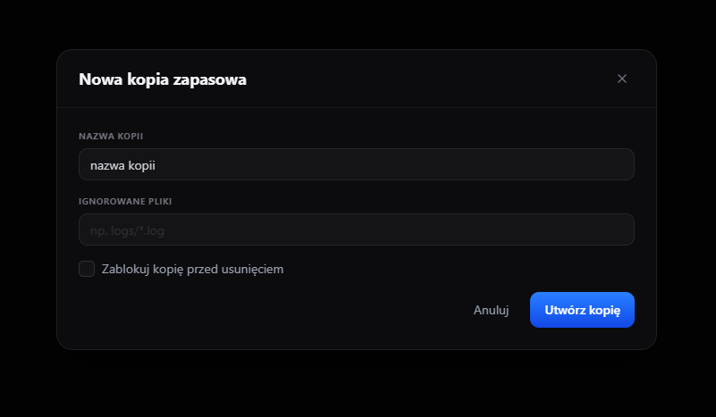 Tworzenie nowej kopii zapasowej