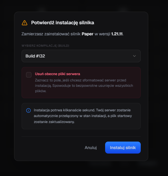 Potwierdzenie instalacji