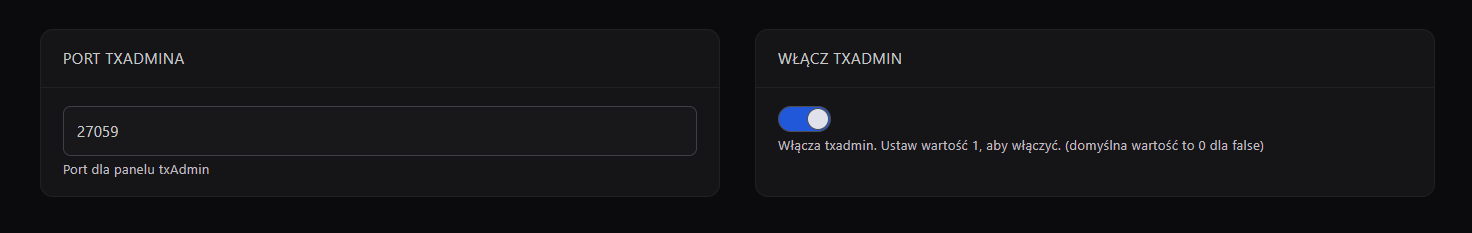 Ustawienie portu txAdmin