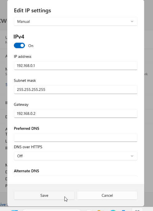 Ręczna konfiguracja adresu IPv4